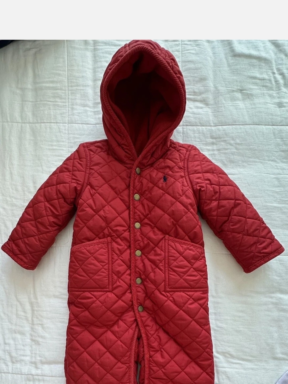 Ralph Lauren Quilted Red Hooded Baby Puffer 24M